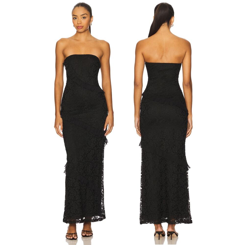 More To Come Xandra Dress Strapless Floral Lace Ruffle Formal Party Gala Prom S